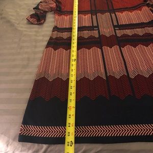 Max Studio size L Red and Navy 3/4 Length dress